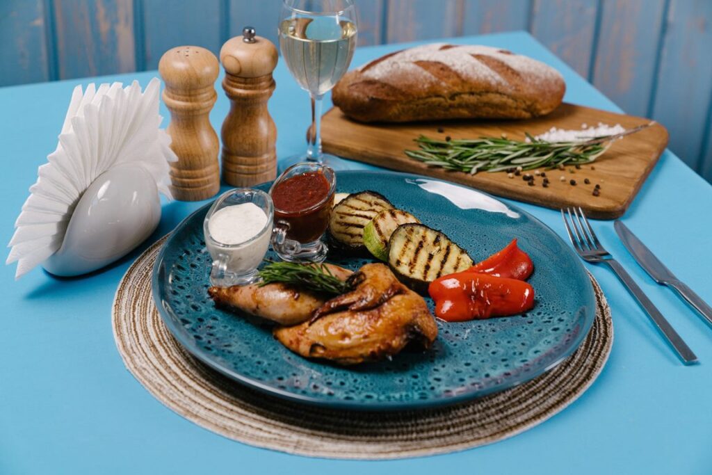 Frango grelhado com legumes